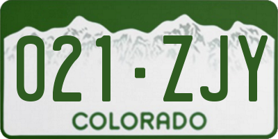 CO license plate 021ZJY