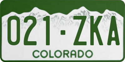 CO license plate 021ZKA