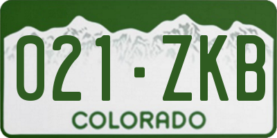 CO license plate 021ZKB
