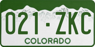CO license plate 021ZKC