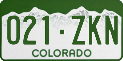 CO license plate 021ZKN