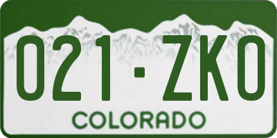 CO license plate 021ZKO