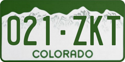CO license plate 021ZKT