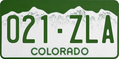 CO license plate 021ZLA
