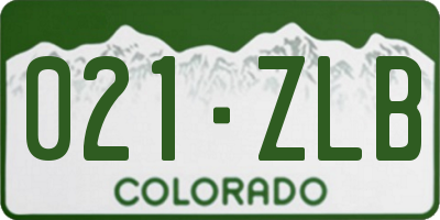CO license plate 021ZLB
