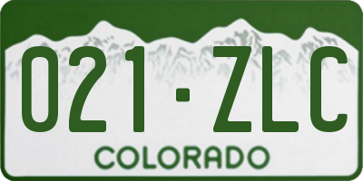 CO license plate 021ZLC