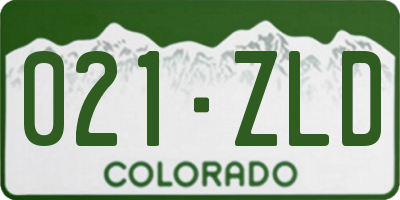 CO license plate 021ZLD