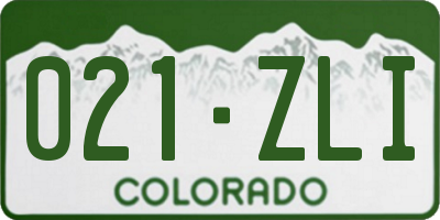 CO license plate 021ZLI