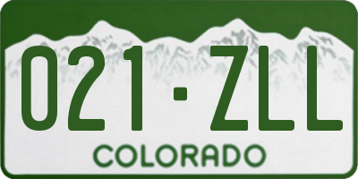 CO license plate 021ZLL