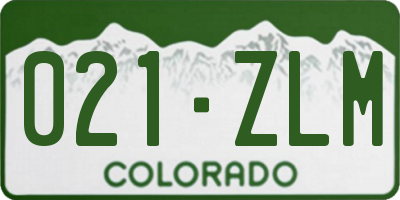 CO license plate 021ZLM