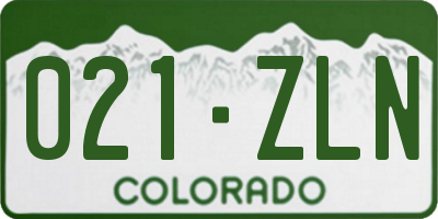 CO license plate 021ZLN