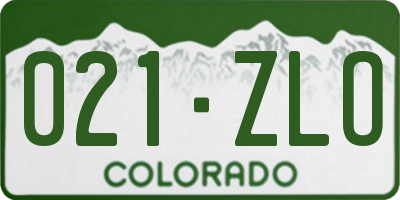 CO license plate 021ZLO