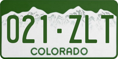 CO license plate 021ZLT