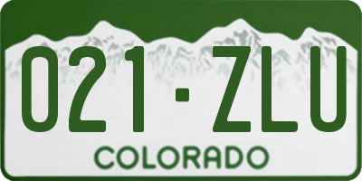 CO license plate 021ZLU