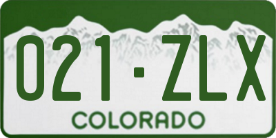 CO license plate 021ZLX