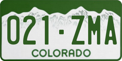 CO license plate 021ZMA