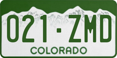 CO license plate 021ZMD