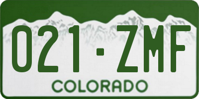 CO license plate 021ZMF