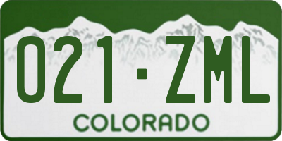 CO license plate 021ZML
