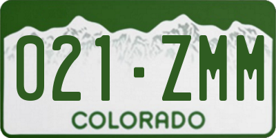 CO license plate 021ZMM