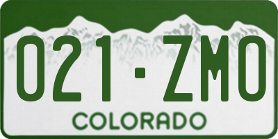 CO license plate 021ZMO