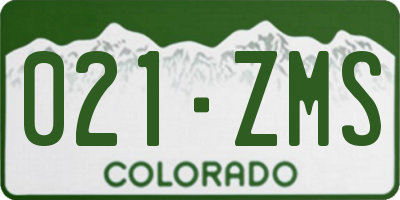 CO license plate 021ZMS
