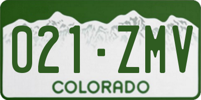 CO license plate 021ZMV