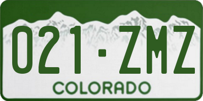 CO license plate 021ZMZ
