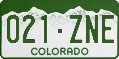 CO license plate 021ZNE