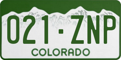 CO license plate 021ZNP