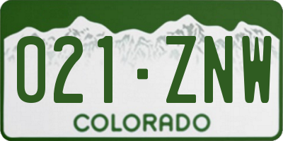 CO license plate 021ZNW