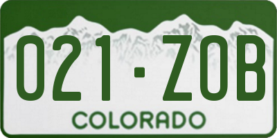 CO license plate 021ZOB
