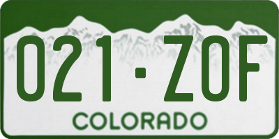 CO license plate 021ZOF