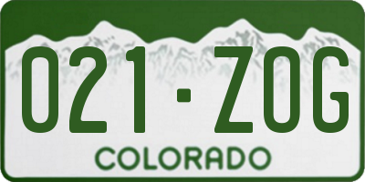 CO license plate 021ZOG