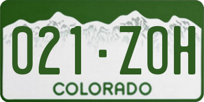 CO license plate 021ZOH