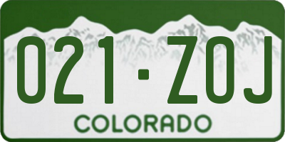 CO license plate 021ZOJ