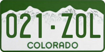 CO license plate 021ZOL
