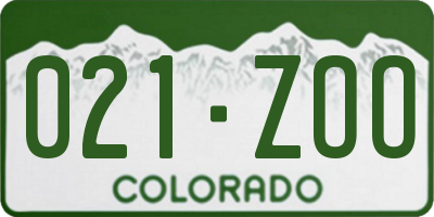CO license plate 021ZOO