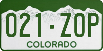 CO license plate 021ZOP