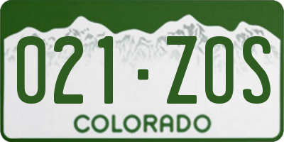 CO license plate 021ZOS