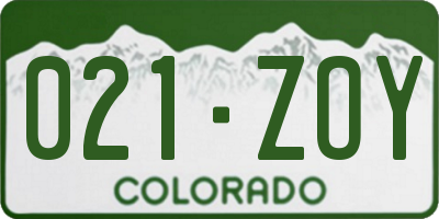 CO license plate 021ZOY