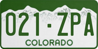 CO license plate 021ZPA