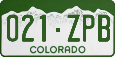 CO license plate 021ZPB