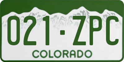 CO license plate 021ZPC