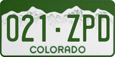 CO license plate 021ZPD