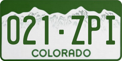 CO license plate 021ZPI