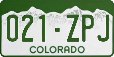 CO license plate 021ZPJ