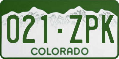 CO license plate 021ZPK