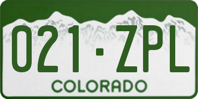 CO license plate 021ZPL
