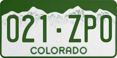 CO license plate 021ZPO